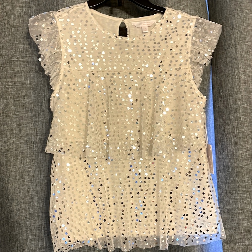 Lauren Conrad squin shell top-Cream-NEW